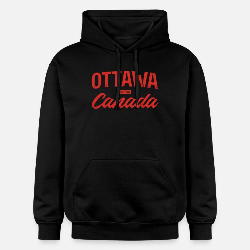 Ottawa Canada Retro Script Rouge - Sweat à capuche Softstyle® Gildan Unisexe - noir