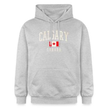 Calgary Kanada Vintage - Gildan Unisex Softstyle® Midweight Hoodie - Hellgrau meliert - Vorne - Liana (172cm) & Jaron (178cm)