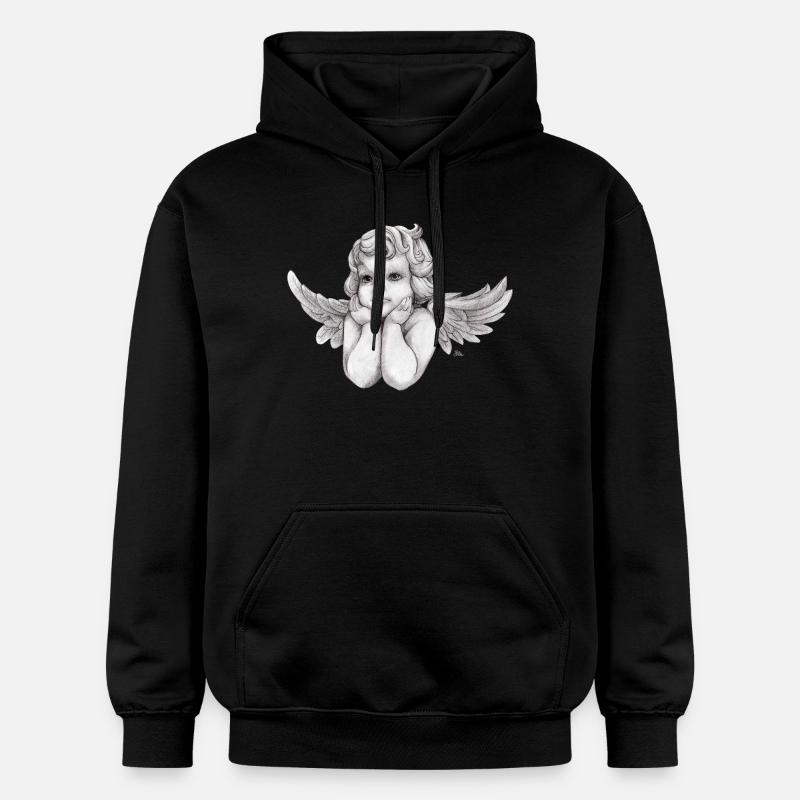 Petit ange chérubin rêveur - Sweat à capuche Softstyle® Gildan Unisexe - noir