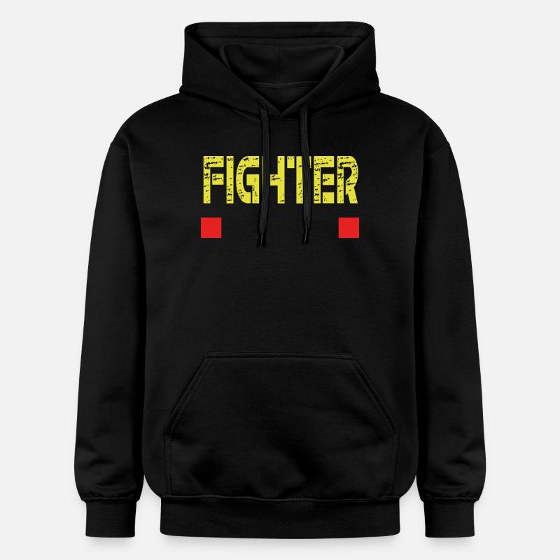 Base de texte FIGHTER - Sweat à capuche Softstyle® Gildan Unisexe - noir