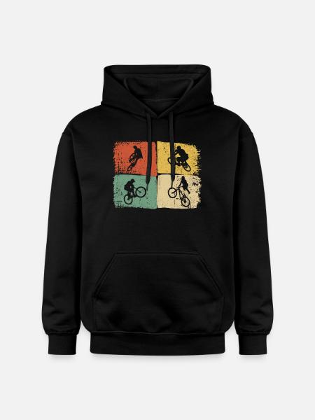 Quad-Silhouetten auf Farbblöcken - Gildan Unisex Softstyle® Midweight Hoodie - Schwarz