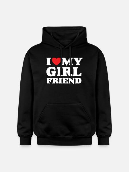 I Love My Girlfriend - Gildan Unisex Softstyle® Midweight Hoodie - black
