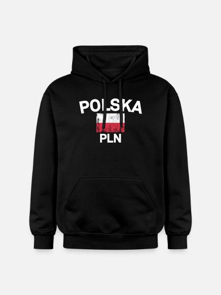 Polska Flag PLN Emblem - Gildan Unisex Softstyle® Midweight Hoodie - black
