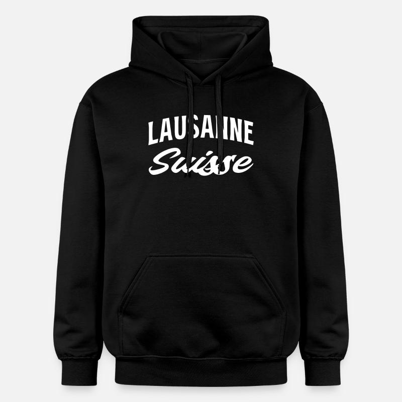 Lausanne Suisse Script - Sweat à capuche Softstyle® Gildan Unisexe - noir