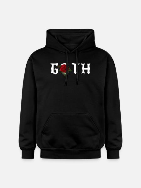 Gothic, Gothic-Thema mit roter Rose - Gildan Unisex Softstyle® Midweight Hoodie - Schwarz