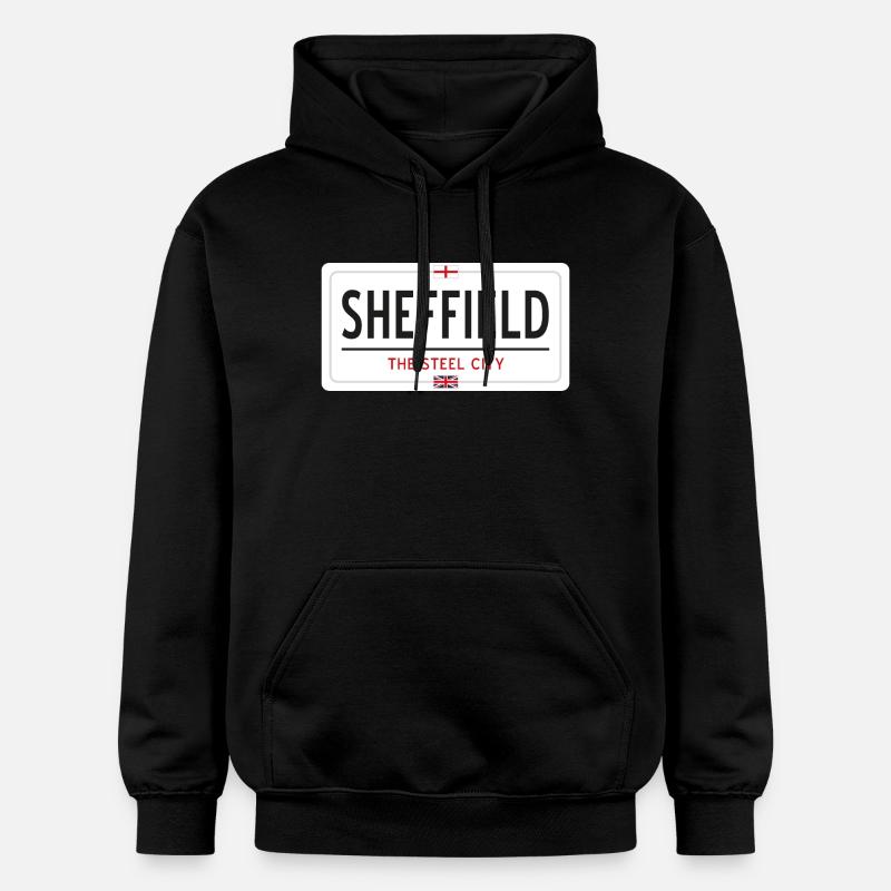 Ortsschild Sheffield - Gildan Unisex Softstyle® Midweight Hoodie - Schwarz