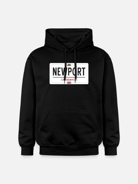 Newport town sign - Gildan Unisex Softstyle® Midweight Hoodie - black