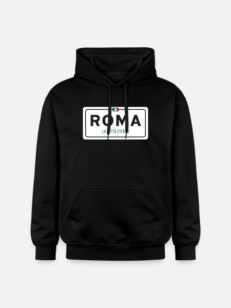 Rom Ortsschild - Gildan Unisex Softstyle® Midweight Hoodie - Schwarz