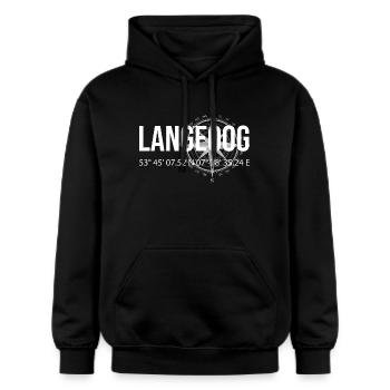 Koordinaten Langeoog - Gildan Unisex Softstyle® Midweight Hoodie - Schwarz - Vorne - Marisol (170cm) & Nik (191cm)