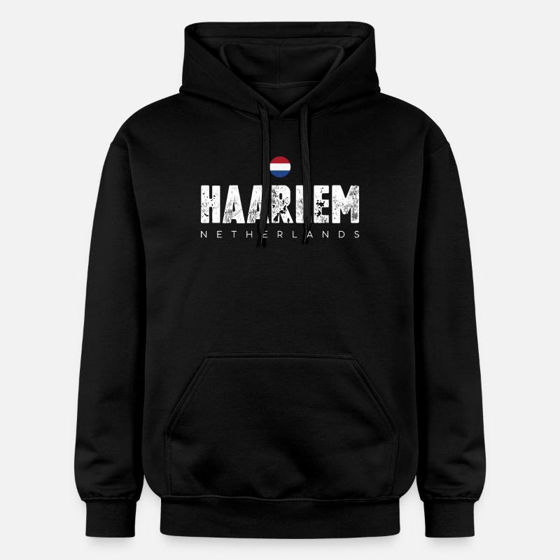 Logo en détresse de Haarlem - Sweat à capuche Softstyle® Gildan Unisexe - noir