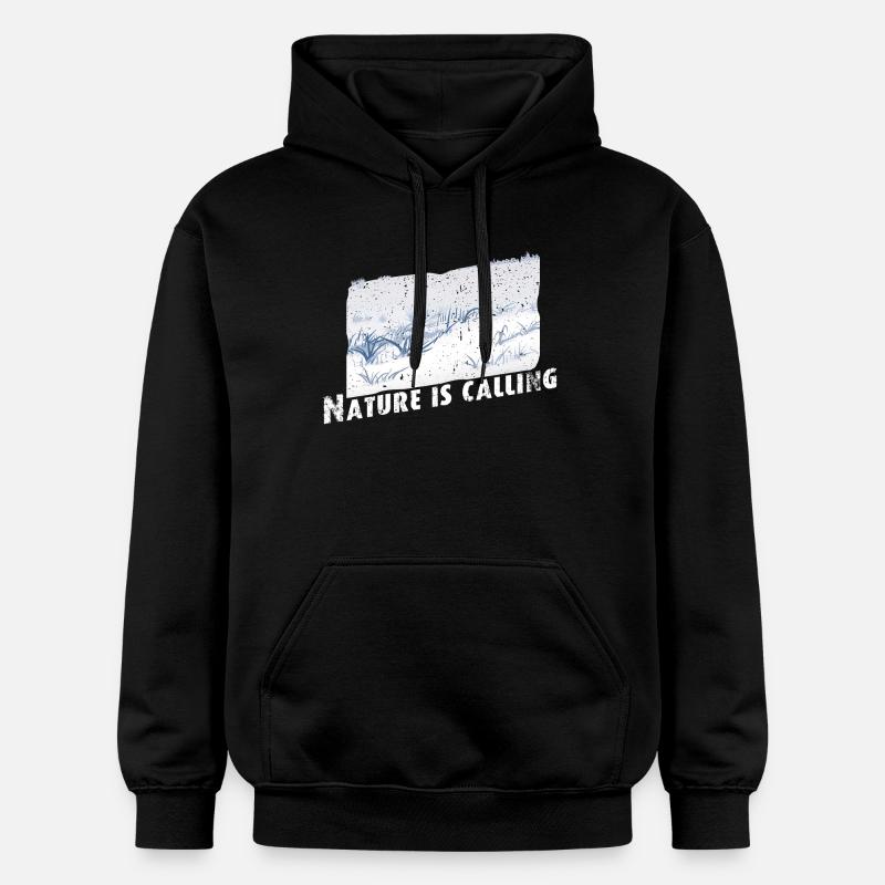 La nature appelle l’hiver - Sweat à capuche Softstyle® Gildan Unisexe - noir