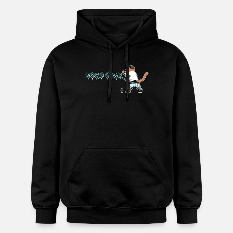 chat graffiti dogs suck - Sweat à capuche Softstyle® Gildan Unisexe - noir