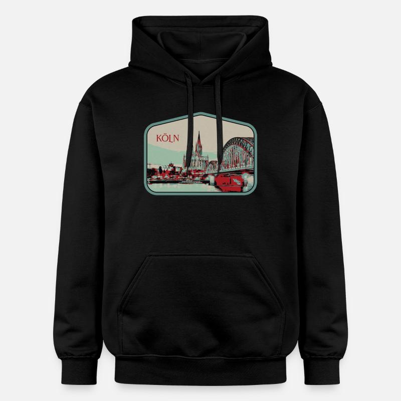 Illustration vue panoramique de Cologne - Sweat à capuche Softstyle® Gildan Unisexe - noir