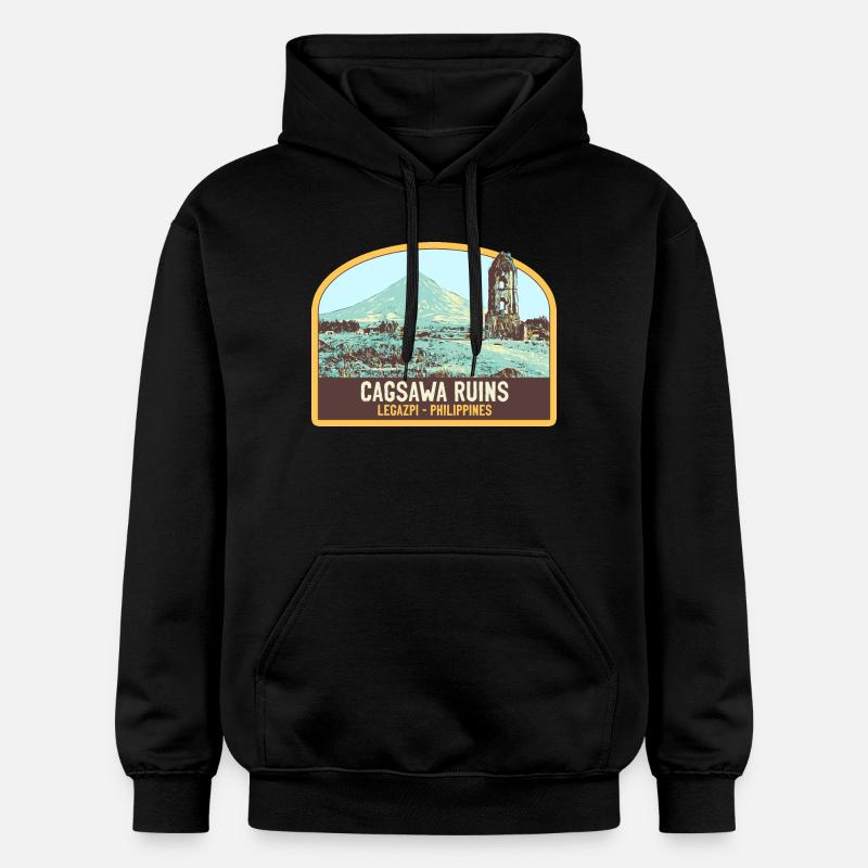 Ruines de Cagsawa, volcan Mayon, Philippines - Sweat à capuche Softstyle® Gildan Unisexe - noir