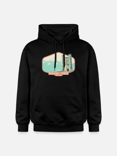 Illustration Broadwey Tower, Worcestershire - Gildan Unisex Softstyle® Midweight Hoodie - black