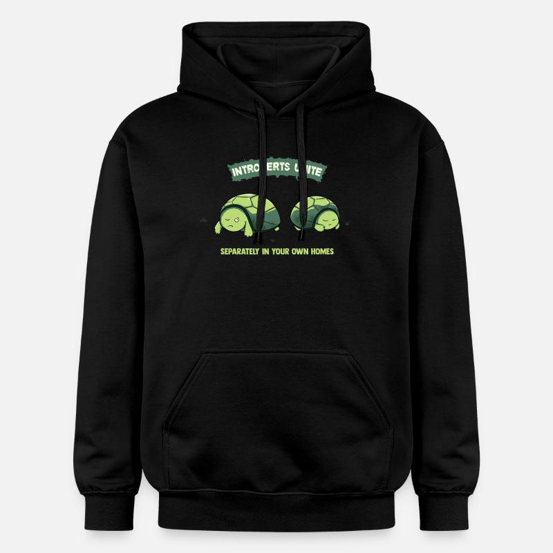 Les introvertis unissent les tortues - Sweat à capuche Softstyle® Gildan Unisexe - noir