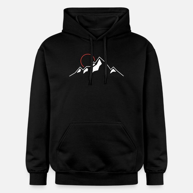 Soleil pourpre sur les sommets alpins - Sweat à capuche Softstyle® Gildan Unisexe - noir