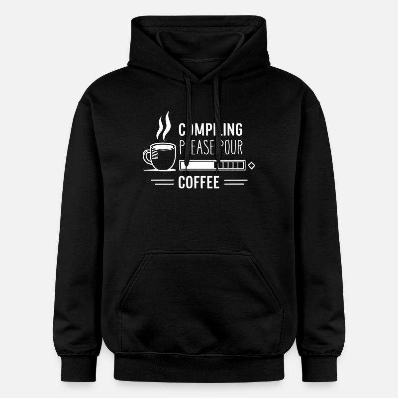 Programmers generate code from coffee - Gildan Unisex Softstyle® Midweight Hoodie - black