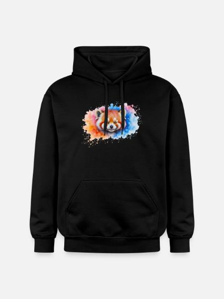 Aquarelle Red Panda Splash - Sweat à capuche Softstyle® Gildan Unisexe - noir