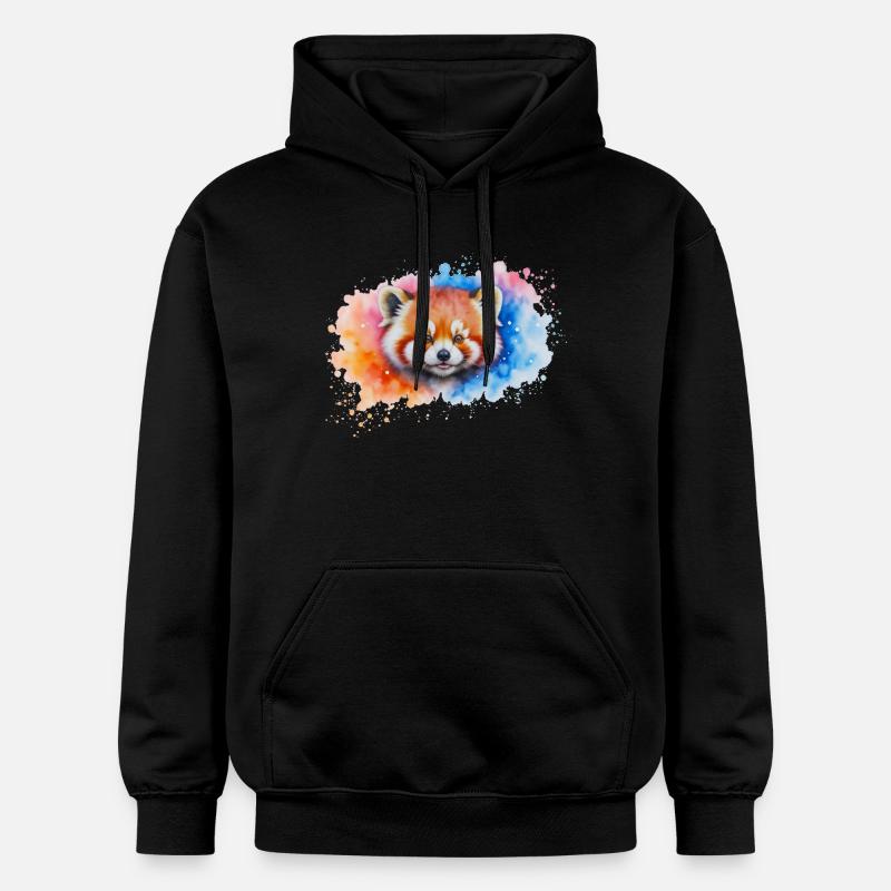 Aquarelle Red Panda Splash - Sweat à capuche Softstyle® Gildan Unisexe - noir