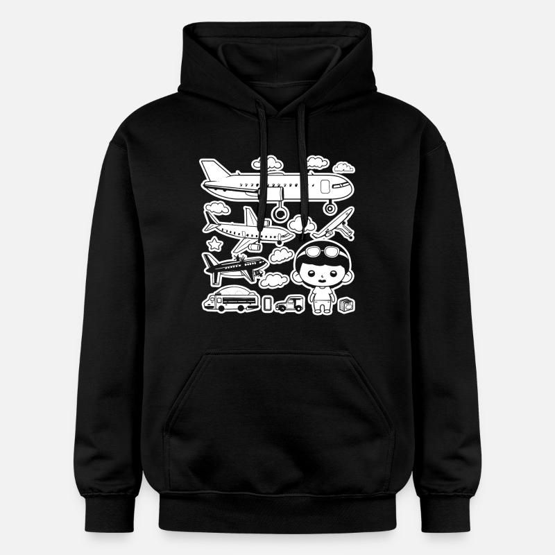 Avions style dessin animé - Sweat à capuche Softstyle® Gildan Unisexe - noir