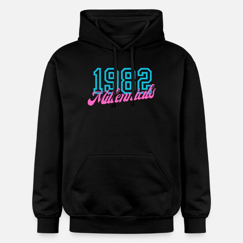1982 Millennial Retro Numeric Design - Sweat à capuche Softstyle® Gildan Unisexe - noir