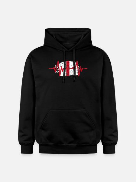 England Herzschlag - Gildan Unisex Softstyle® Midweight Hoodie - Schwarz