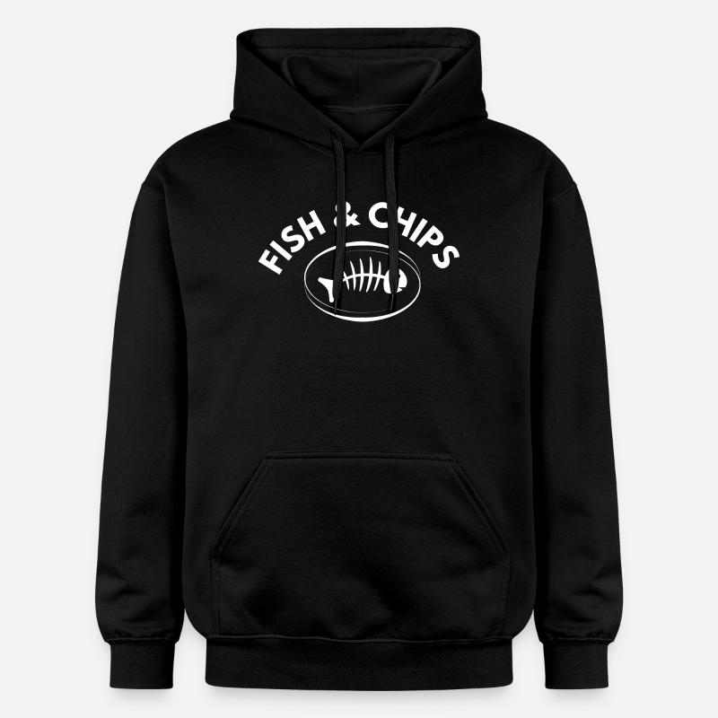 fish and chips, poisson, restauration - Sweat à capuche Softstyle® Gildan Unisexe - noir