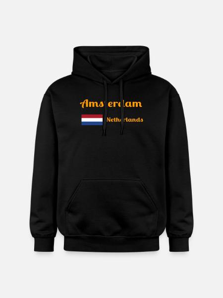 Amsterdam, Pays-Bas - Imprimés élégants - Sweat à capuche Softstyle® Gildan Unisexe - noir