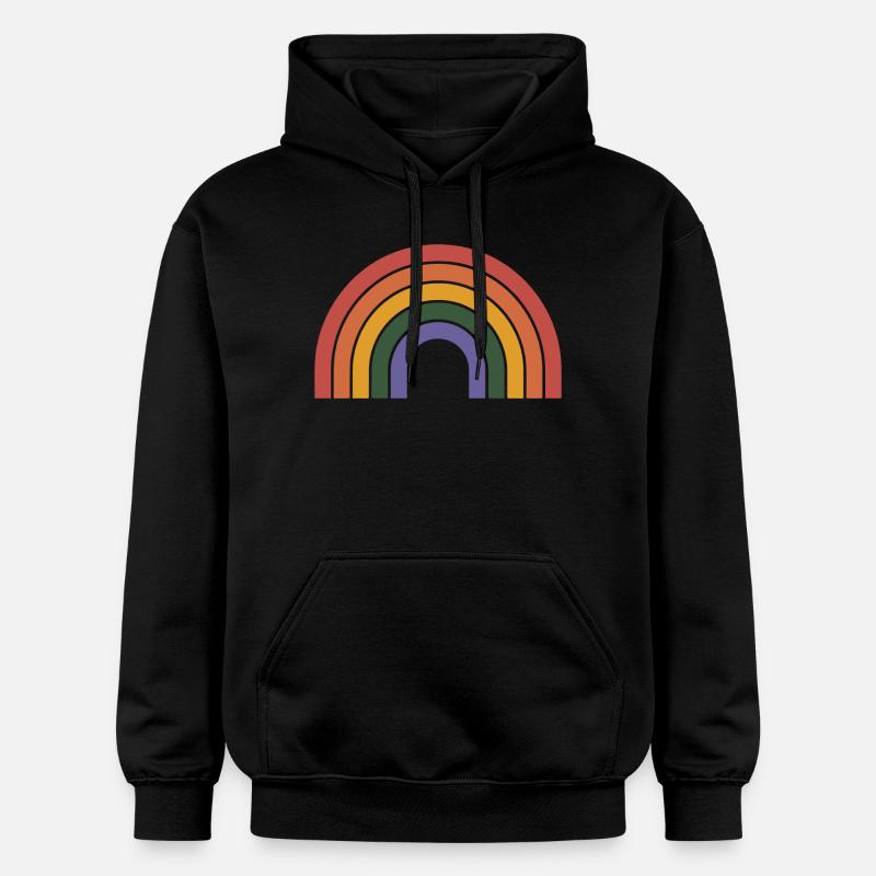 Retro Regenbogen Bogen Druck - Gildan Unisex Softstyle® Midweight Hoodie - Schwarz