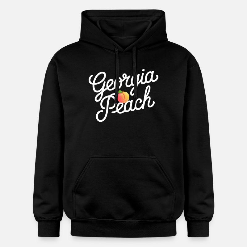 Georgia Peach Script Logo - Gildan Unisex Softstyle® Midweight Hoodie - black