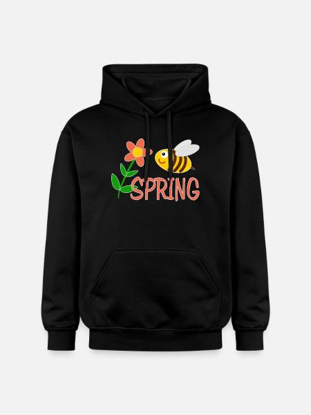 Spring motif with bee - Gildan Unisex Softstyle® Midweight Hoodie - black