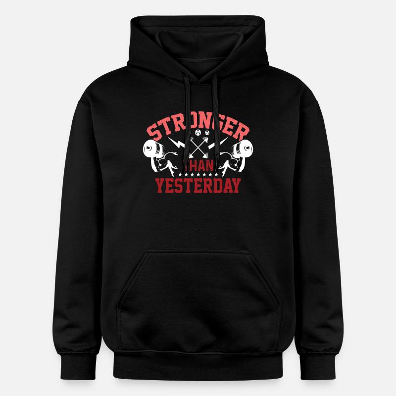 Plus fort qu’hier - Sweat à capuche Softstyle® Gildan Unisexe - noir