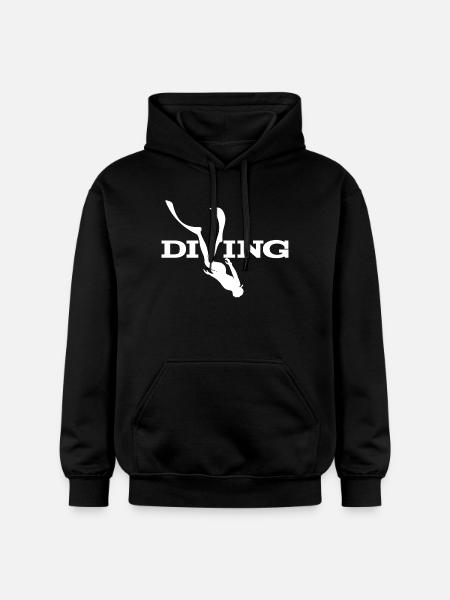 Diving Silhouette Splash - Gildan Unisex Softstyle® Midweight Hoodie - black
