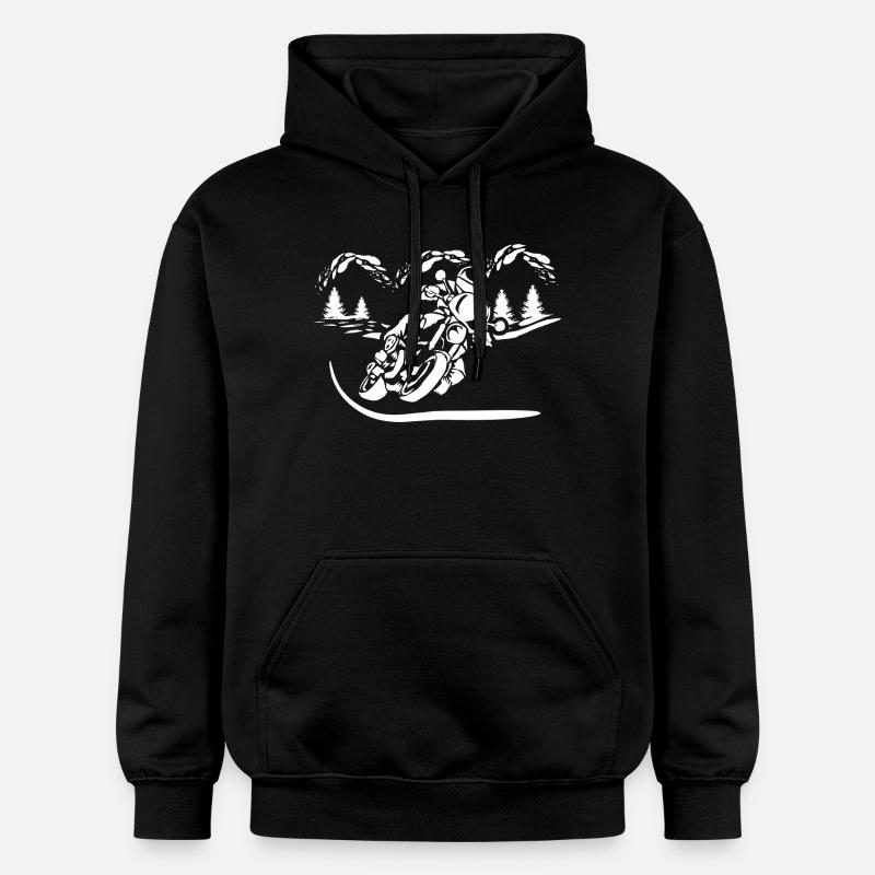 Silhouette de Moto Forêt - Sweat à capuche Softstyle® Gildan Unisexe - noir