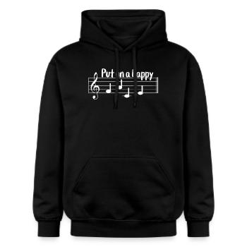 Put on a happy face Notenschrift lustige Noten - Gildan Unisex Softstyle® Midweight Hoodie - Schwarz - Vorne - Marisol (170cm) & Nik (191cm)