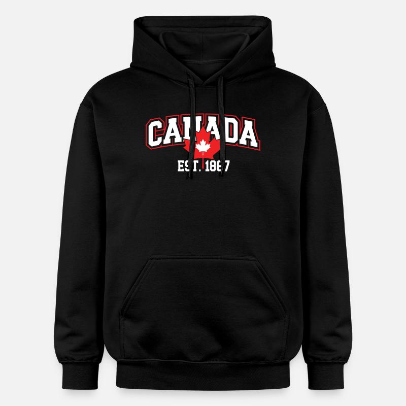 Canada Patriotic Maple Leaf Design - Gildan Unisex Softstyle® Midweight Hoodie - black