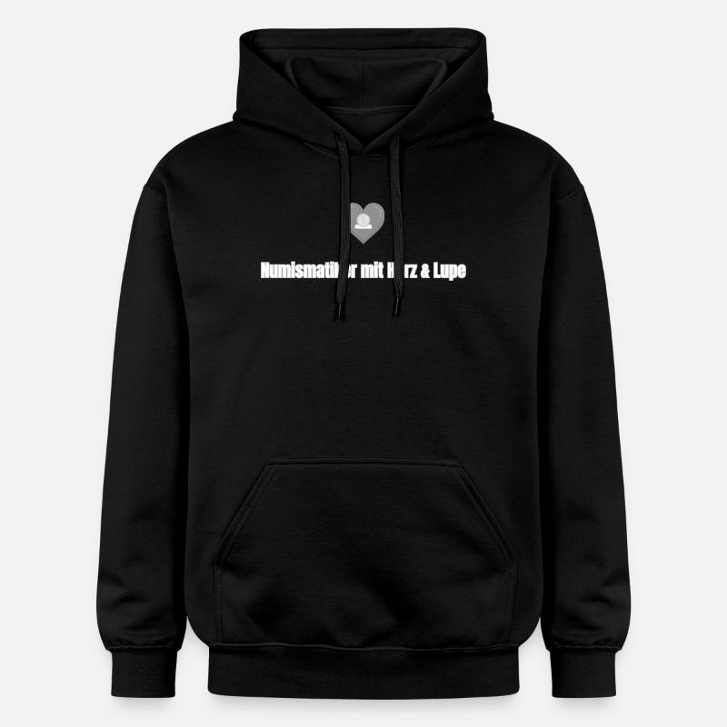 Numismate avec cœur et loupe - Sweat à capuche Softstyle® Gildan Unisexe - noir