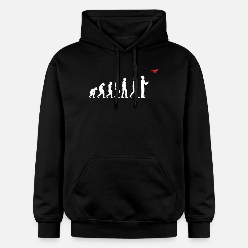 Evolution of Man Drone Pilot - Gildan Unisex Softstyle® Midweight Hoodie - black