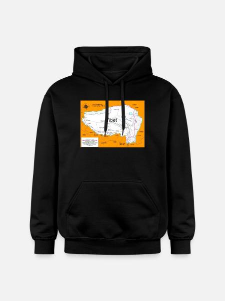 Historical Map of Tibet 1914 - 1950 - Gildan Unisex Softstyle® Midweight Hoodie - black
