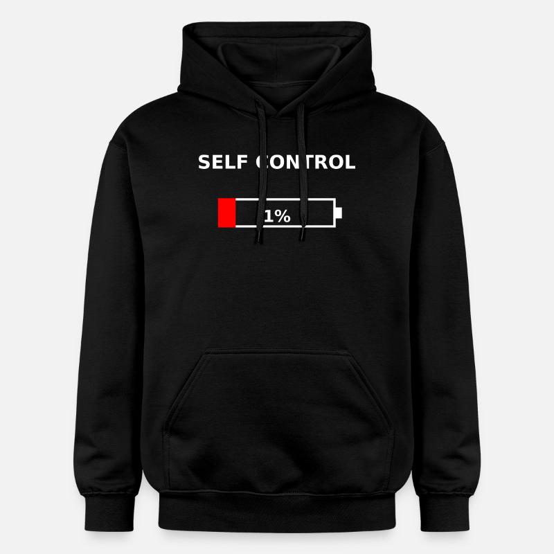 SELF CONTROL – 1% Battery Low - Gildan Unisex Softstyle® Midweight Hoodie - black