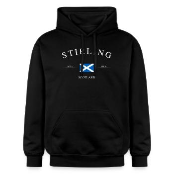 Stirling Schottland – Urlaub Souvenir & Geschenk - Gildan Unisex Softstyle® Midweight Hoodie - Schwarz - Vorne - Marisol (170cm) & Nik (191cm)