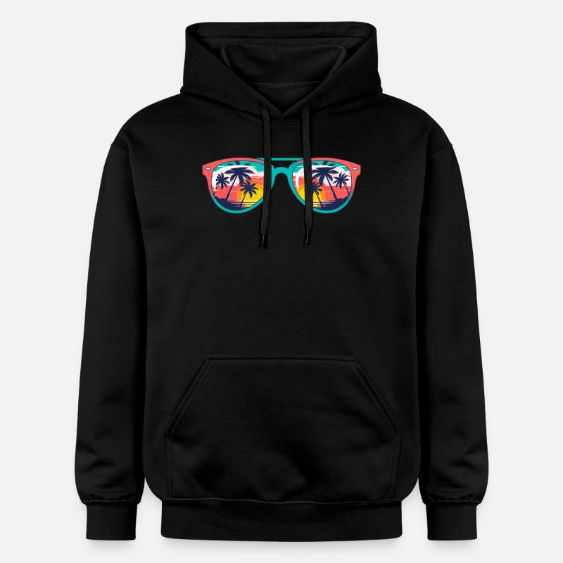 Lunettes de soleil Sunset Palms - Sweat à capuche Softstyle® Gildan Unisexe - noir
