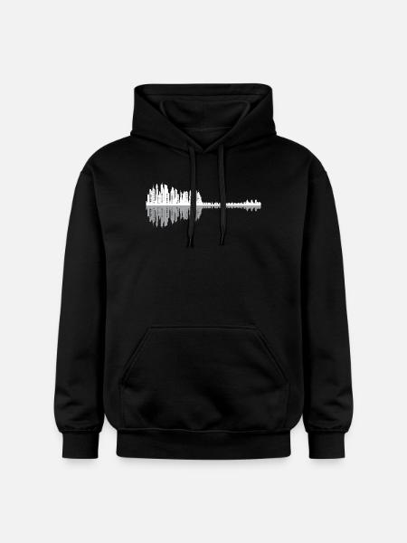 Urban Guitar Skyline - Gildan Unisex Softstyle® Midweight Hoodie - black