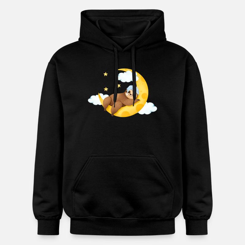 Paresseux sur la lune - Sweat à capuche Softstyle® Gildan Unisexe - noir