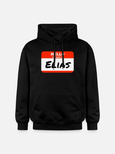 Hello My Name Is Elias Label Name Tag - Gildan Unisex Softstyle® Midweight Hoodie - black