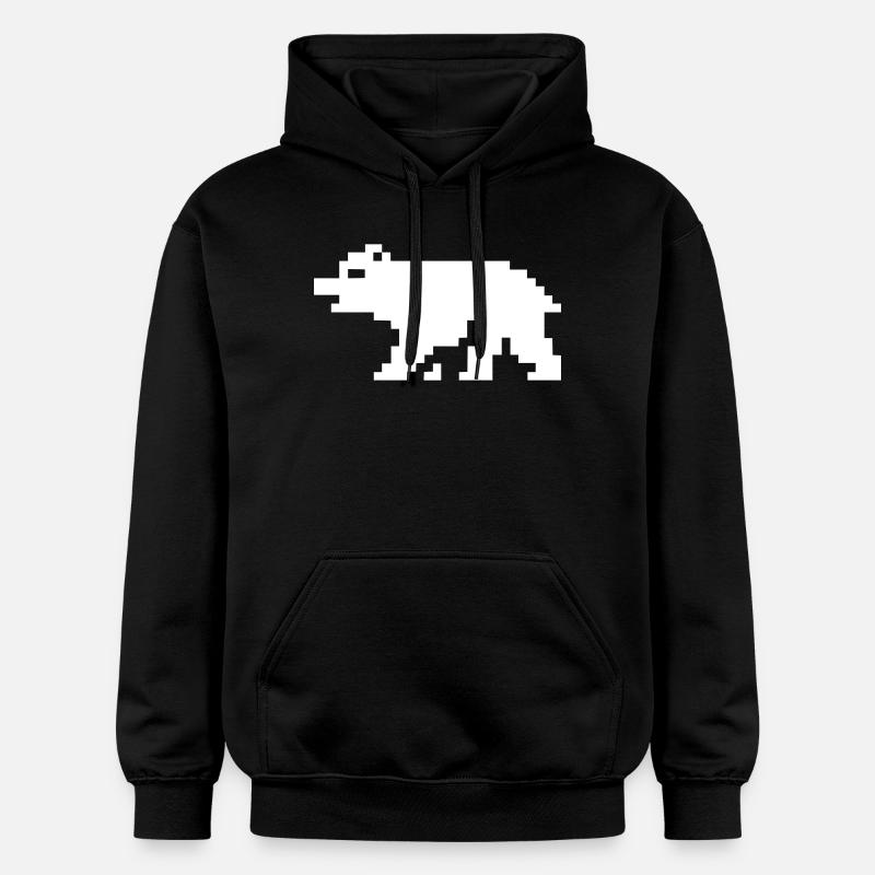 Ours en pixels 8 bits - Sweat à capuche Softstyle® Gildan Unisexe - noir