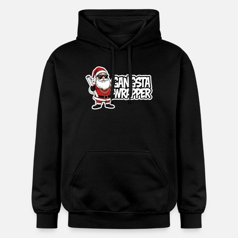 Gangsta Wrapper Père Noël Design - Sweat à capuche Softstyle® Gildan Unisexe - noir