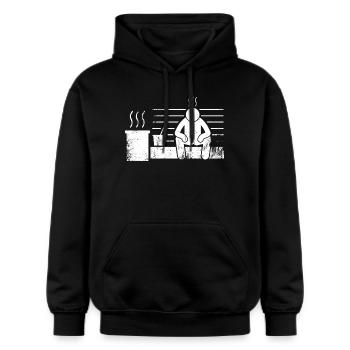 Sauna Saunameister Saunagänger - Gildan Unisex Softstyle® Midweight Hoodie - Schwarz - Vorne - Marisol (170cm) & Nik (191cm)