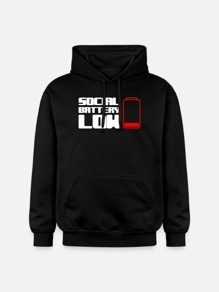 Geek Low Social Battery - Gildan Unisex Softstyle® Midweight Hoodie - black